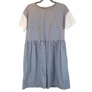 Anthropologie sz S navy & white striped BOHO dress